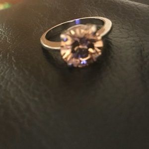 Light peach colored Solitaire stone Ring